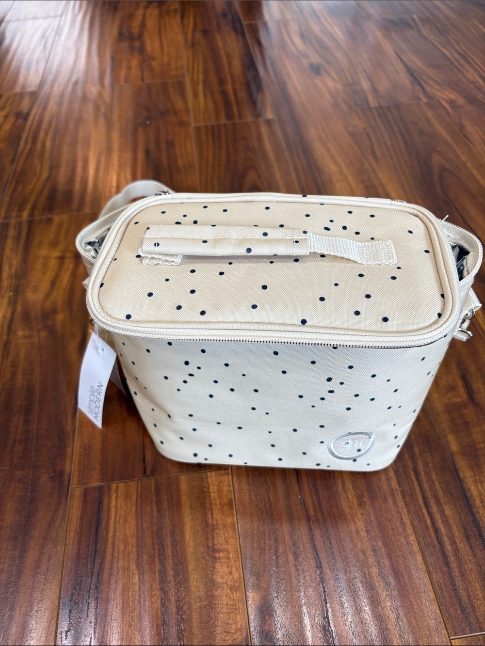 Simple modern Cream Polka Dot Top-Handle lunch box - Picture 1 of 5